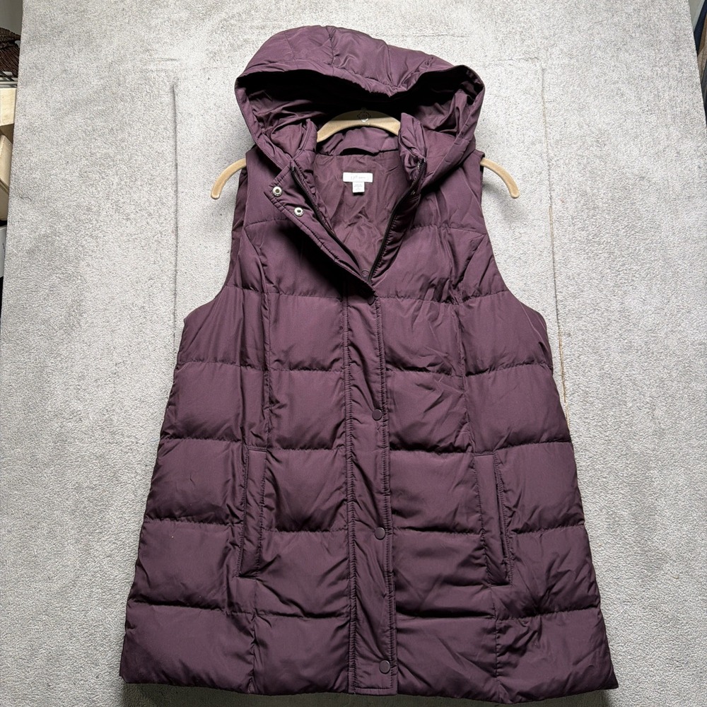 J Jill Puffer Vest Down Hooded Burgundy Quilted Women's Medium